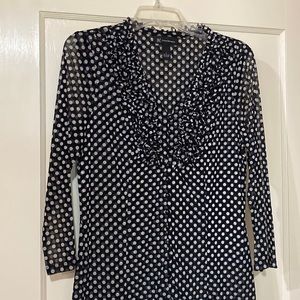 INC black and white sheer sleeve blouse